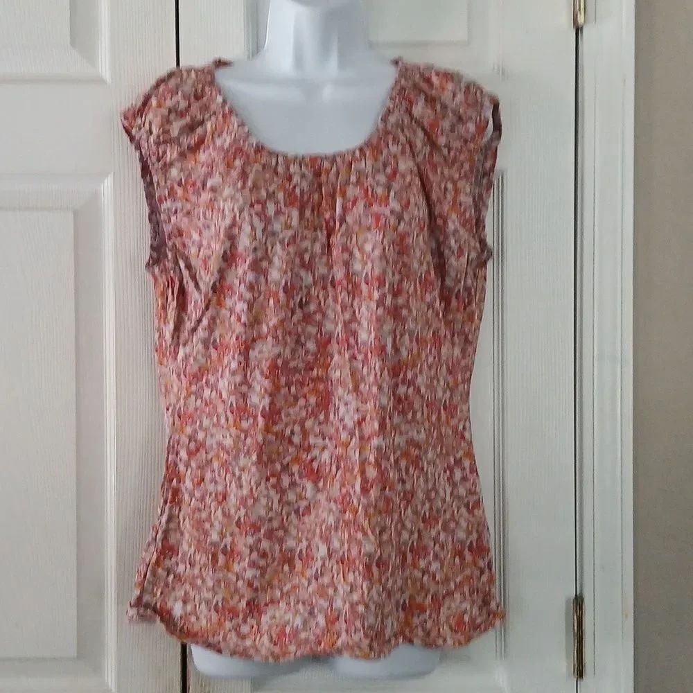 Ann Taylor Loft Factory printed short sleeve casual  top Sz XL EUC